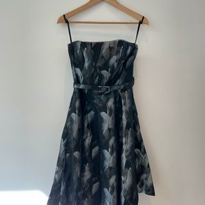 White House/Black Market black and silver strapless cocktail dress, size 8